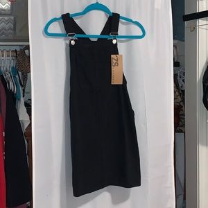 black overall dress